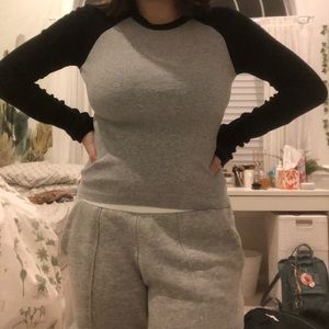 A long gray and black brandy Melville long sleeve
